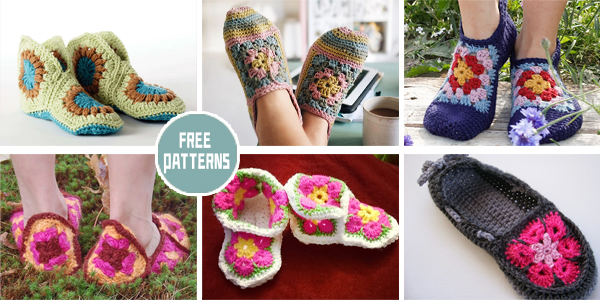 12 Granny Square Slipper Crochet Patterns – FREE
