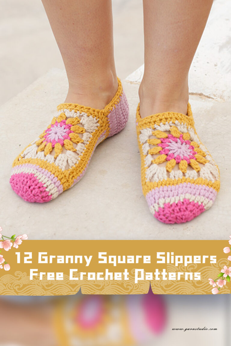 12 Granny Square Slipper Crochet Patterns FREE iGOODideas com