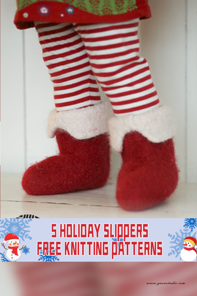5 Holiday Slippers Knitting Patterns - FREE