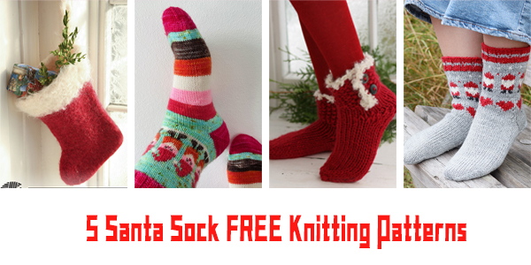5 Santa Sock Knitting Patterns - FREE