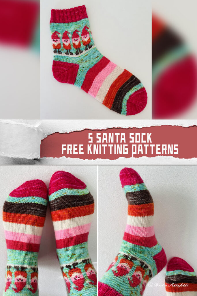 5 Santa Sock Knitting Patterns - FREE 