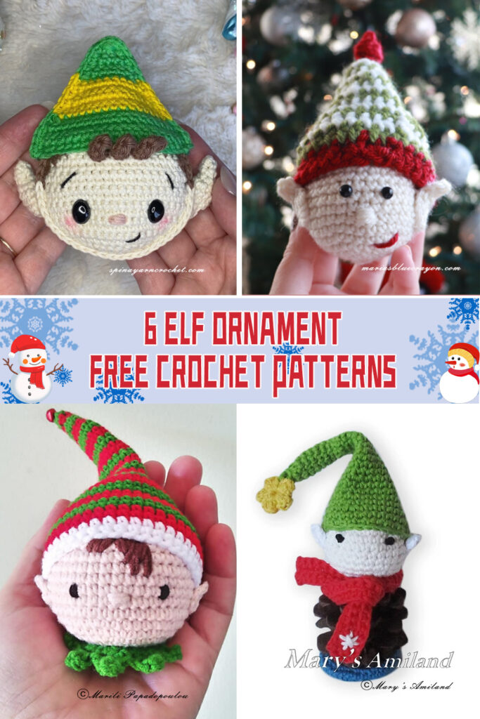 6 Elf Ornament Crochet Patterns - FREE