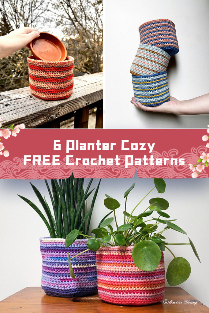 6 Planter Cozy Crochet Patterns - FREE
