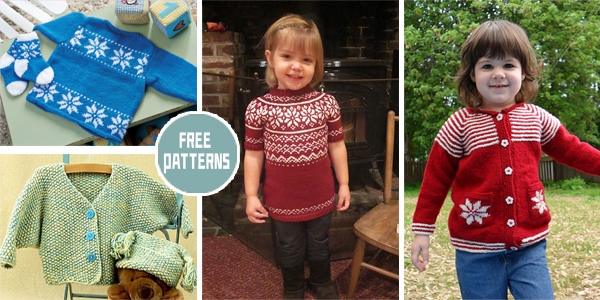 6 Snowflake Baby Sweater Knitting Patterns - FREE