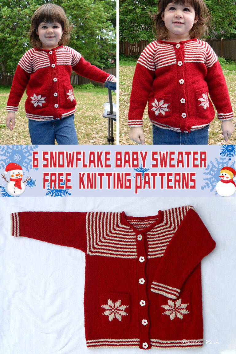 6 Snowflake Baby Sweater Knitting Patterns - FREE - iGOODideas.com