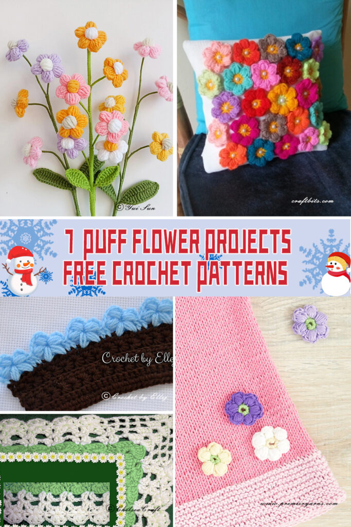 7 Free Crochet Patterns for Puff Flower Projects
