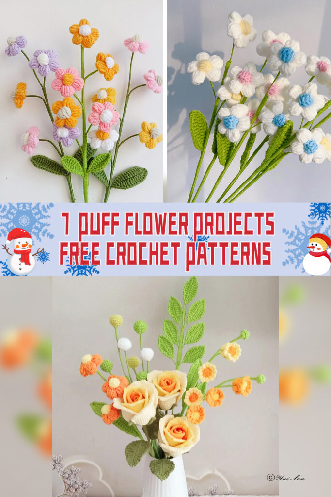 7 Free Crochet Patterns for Puff Flower Projects