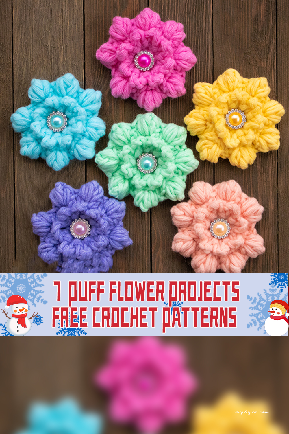 7 Free Crochet Patterns for Puff Flower Projects - iGOODideas.com