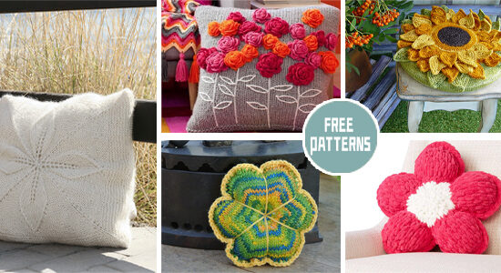 8 Flower Pillow Knitting Patterns - FREE