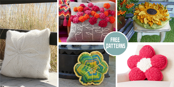 8 Flower Pillow Knitting Patterns - FREE