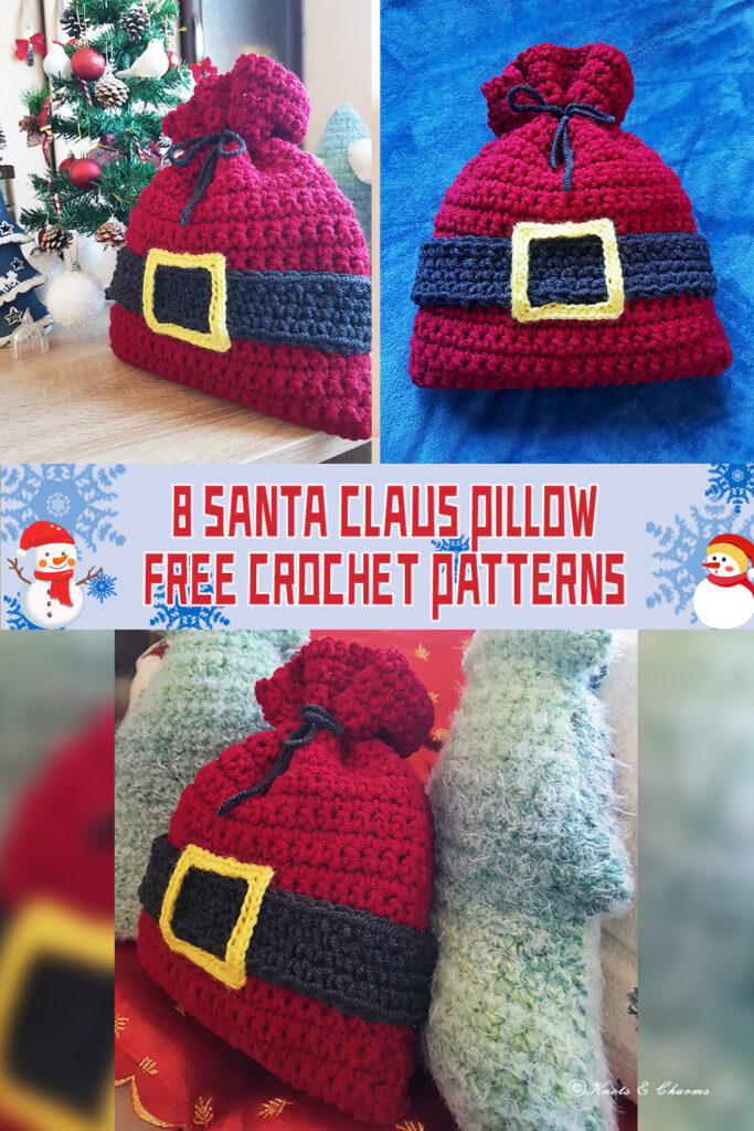 8 Santa Claus Pillow Crochet Patterns - FREE