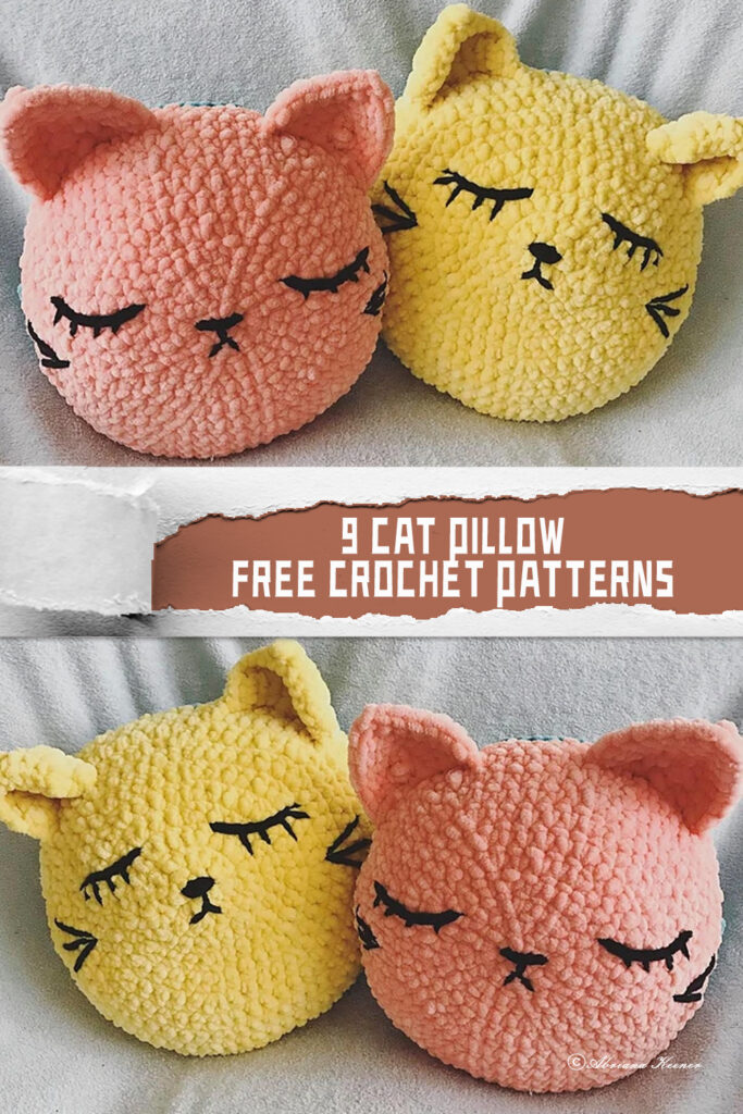 9 Cat Pillow Crochet Patterns - FREE