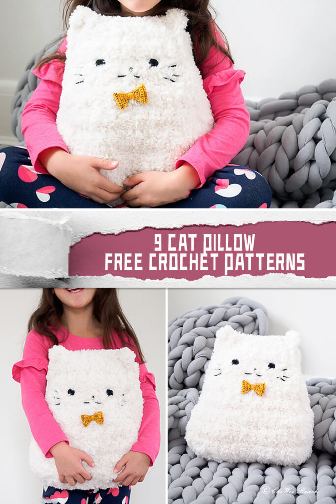 9 Cat Pillow Crochet Patterns - FREE