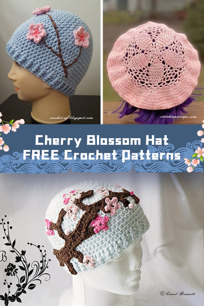 FREE Cherry Blossom Hat Crochet Patterns