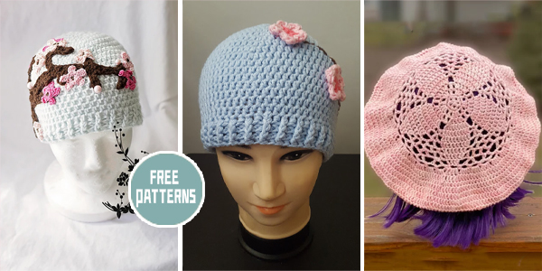 FREE Cherry Blossom Hat Crochet Patterns
