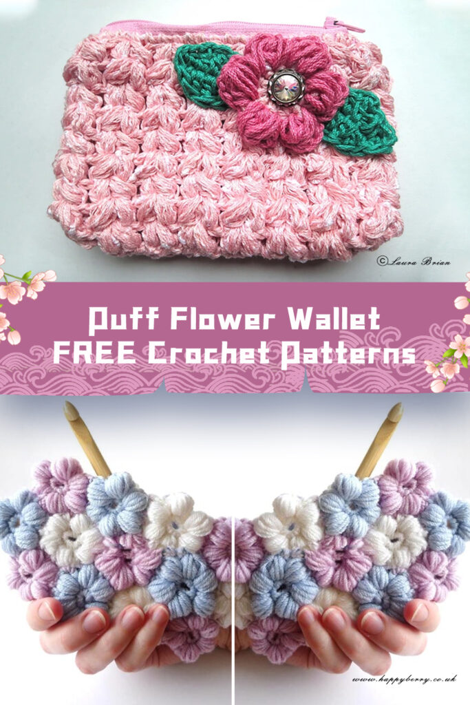 FREE Puff Flower Wallet Crochet Patterns