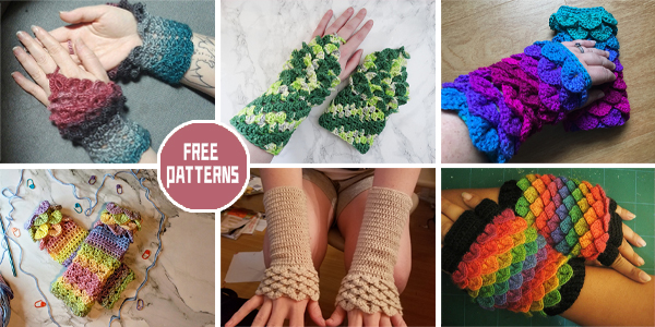10 Dragon Scale Fingerless Glove Crochet Patterns - FREE