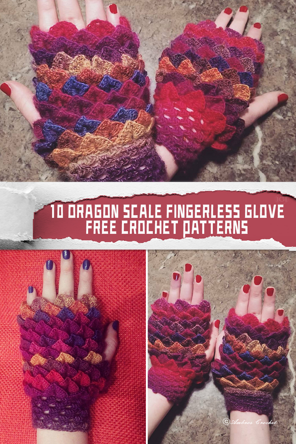 10 Dragon Scale Fingerless Glove Crochet Patterns FREE