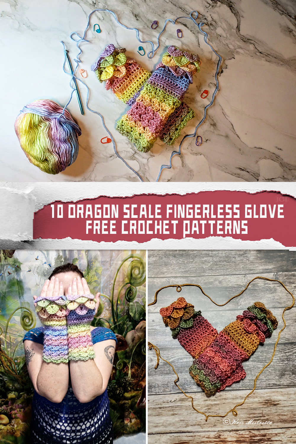 10 Dragon Scale Fingerless Glove Crochet Patterns FREE