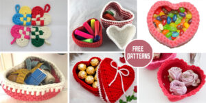 10 Heart Shaped Basket Crochet Patterns -FREE