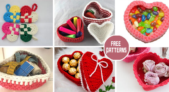 10 Heart Shaped Basket Crochet Patterns -FREE