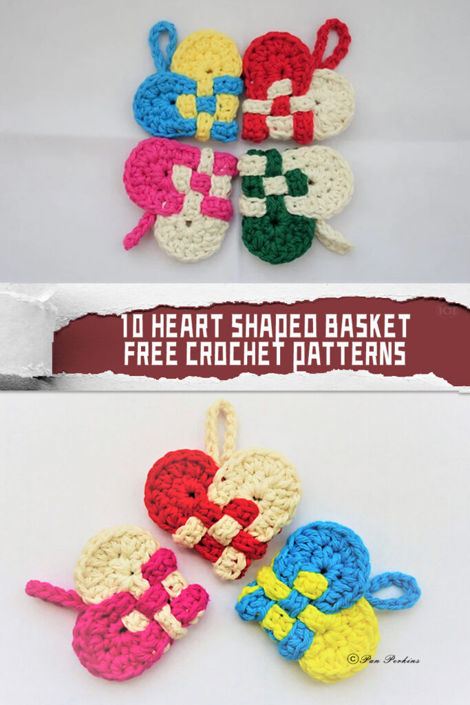 10 Heart Shaped Basket Crochet Patterns -FREE 