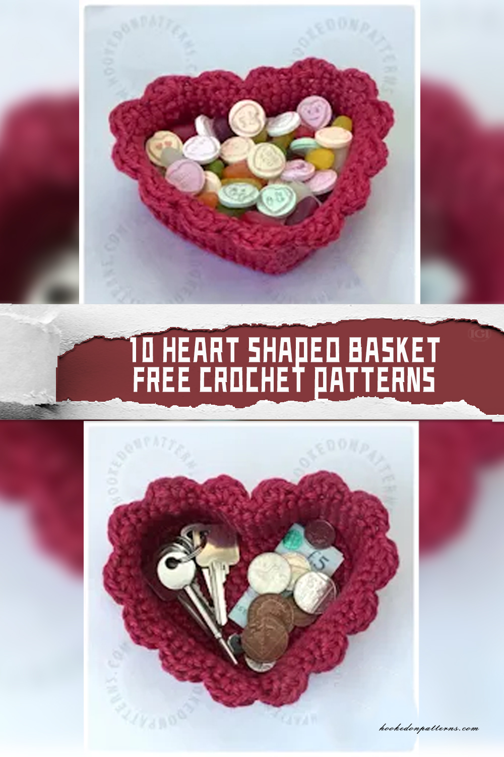 10 Heart Shaped Basket Crochet Patterns -FREE - iGOODideas.com