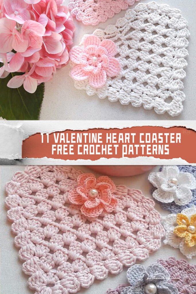 11 Valentine Heart Coaster Crochet Patterns - FREE