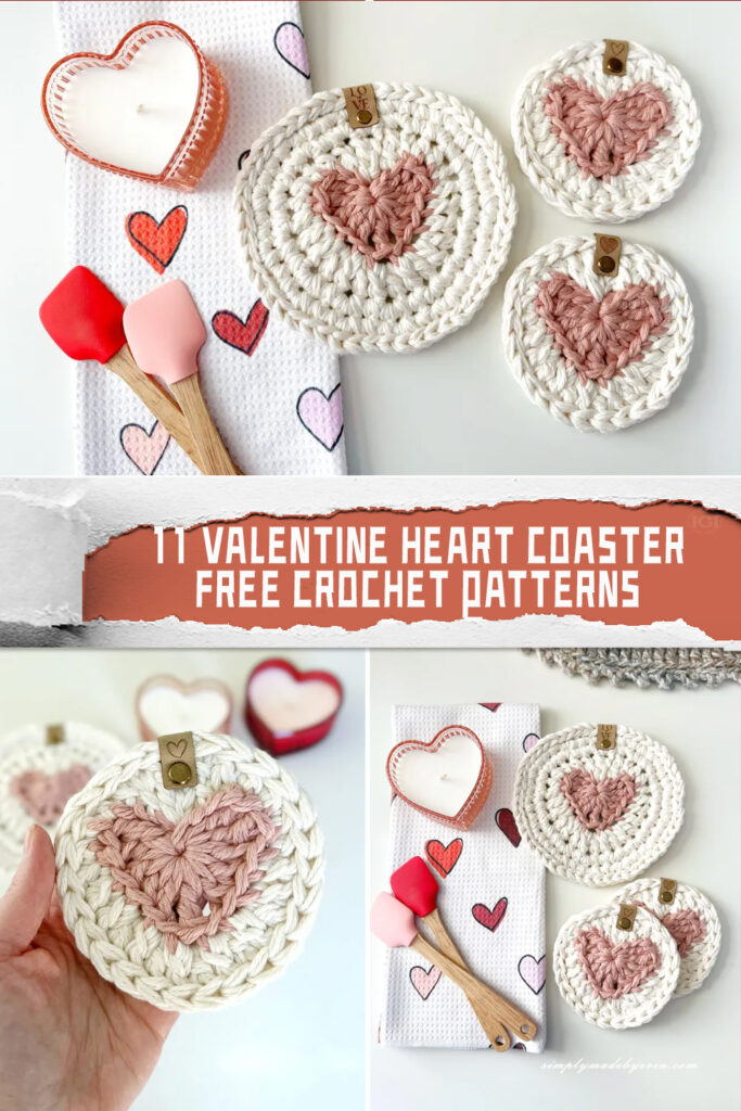 11 Valentine Heart Coaster Crochet Patterns - FREE