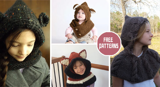 5 Hooded Bear Cowl Knitting Patterns -FREE