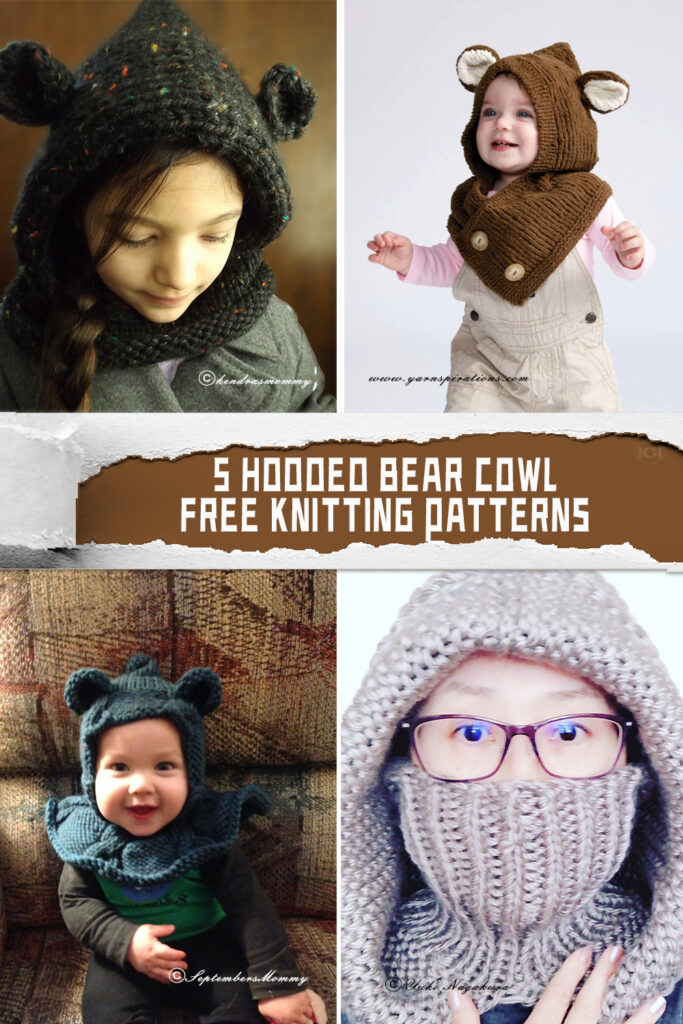 5 Hooded Bear Cowl Knitting Patterns -FREE
