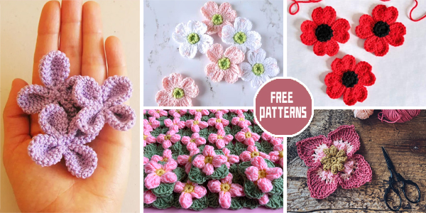 6 Four Petal Flower Crochet Patterns - FREE