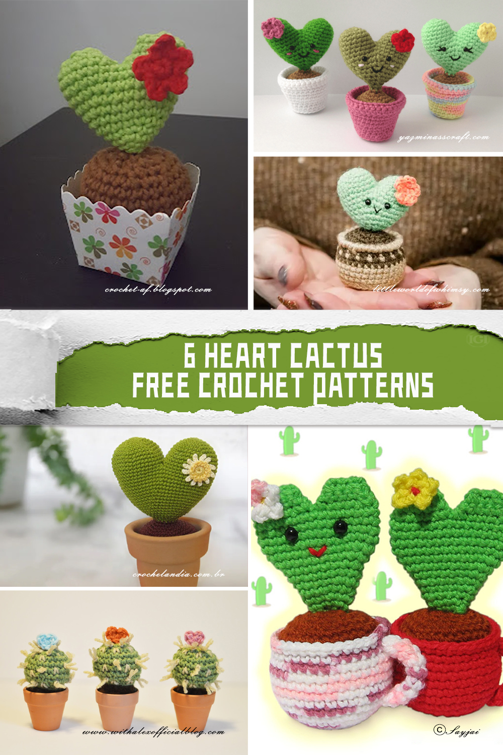 6 Heart Cactus Crochet Patterns - FREE - iGOODideas.com