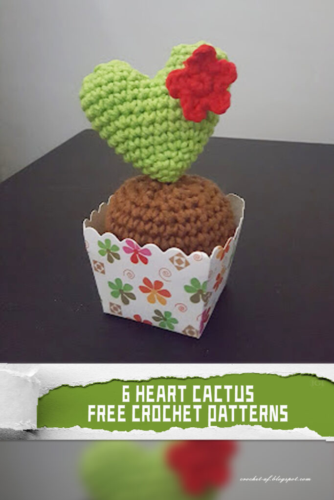 6 Heart Cactus Crochet Patterns - FREE