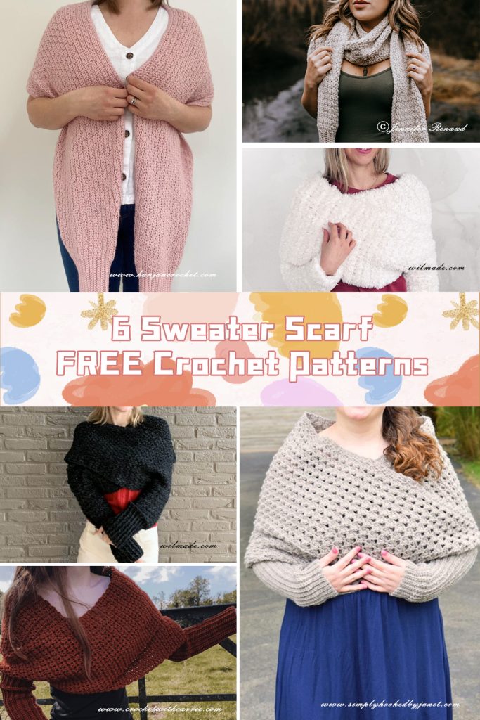 6 Sweater Scarf Crochet Patterns - FREE