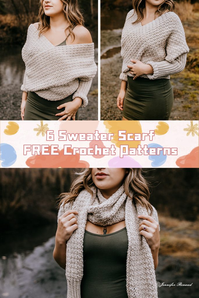 6 Sweater Scarf Crochet Patterns - FREE