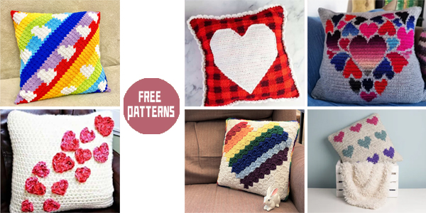 7 Hearts Pillow Crochet Patterns - FREE