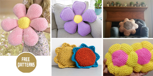 8 Flower Pillow Crochet Patterns – FREE