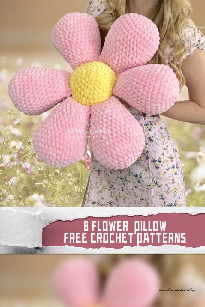 8 Flower Pillow Crochet Patterns - FREE