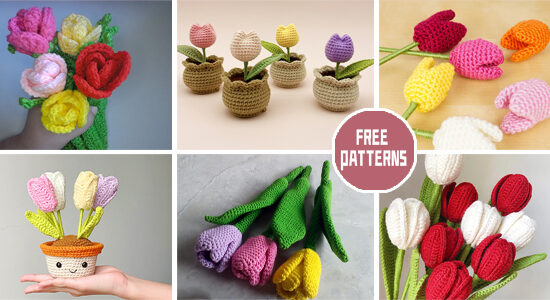 8 Tulip Flower Crochet Patterns - FREE