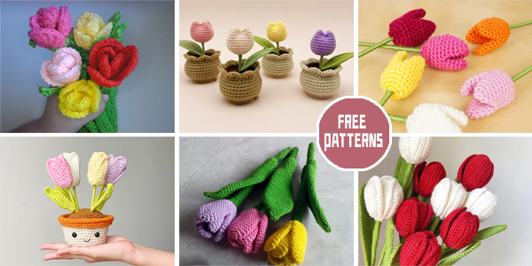 8 Tulip Flower Crochet Patterns - FREE