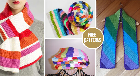 9 Striped Scarf Knitting Patterns - FREE