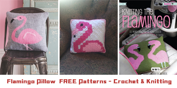 Flamingo Pillow FREE Patterns - Crochet & Knitting