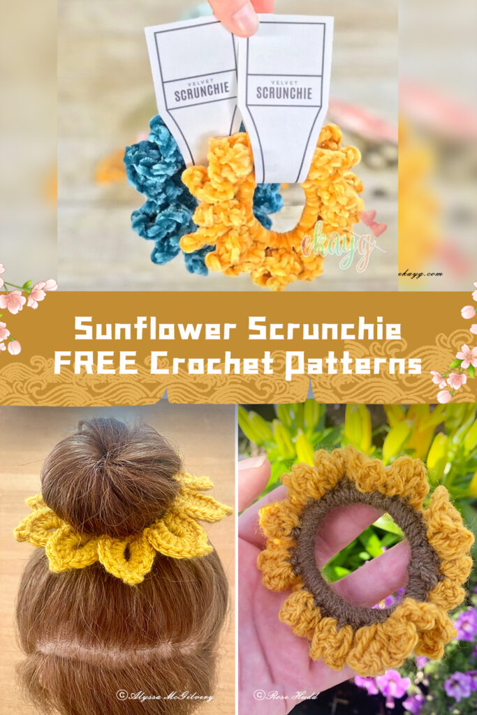 Sunflower Scrunchie Crochet Patterns - FREE