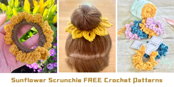 Sunflower Scrunchie Crochet Patterns – FREE