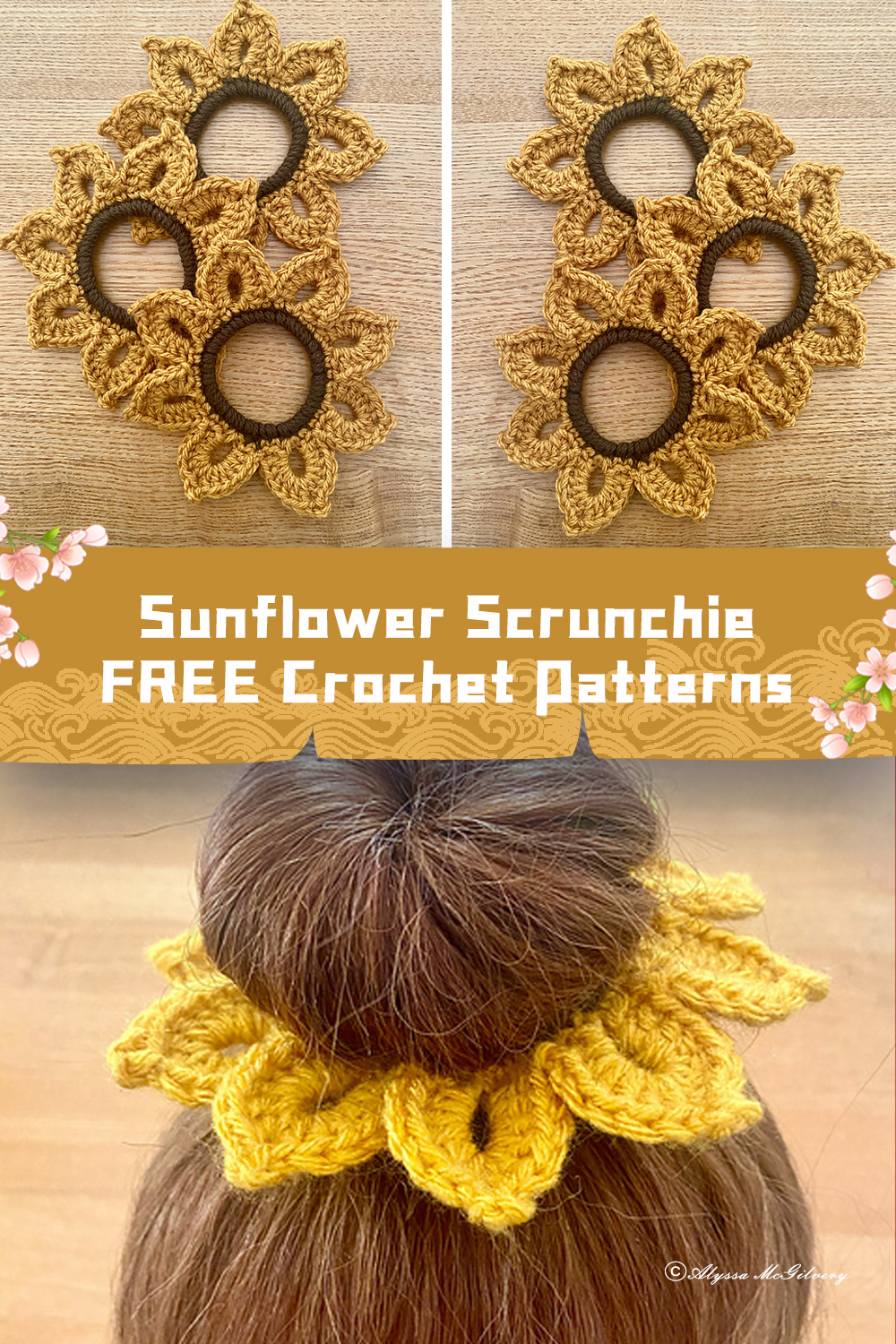 Sunflower Scrunchie Crochet Patterns FREE