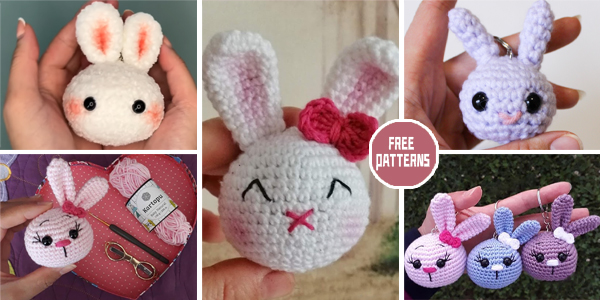 5 Easter Bunny Keychain Crochet Patterns - FREE