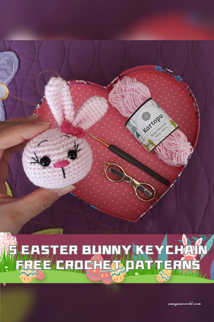5 Easter Bunny Keychain Crochet Patterns -  FREE