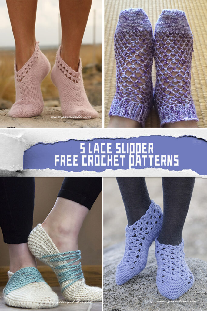 5 Lace Slipper Crochet Patterns - FREE