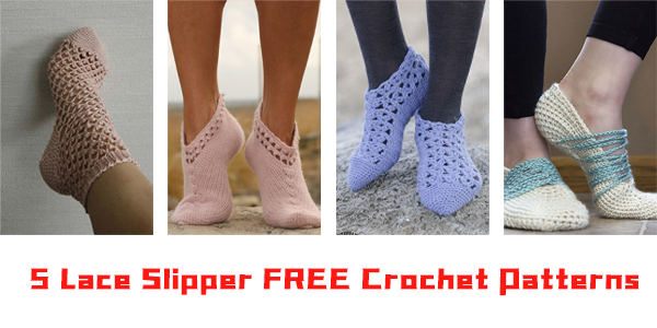 5 Lace Slipper Crochet Patterns - FREE